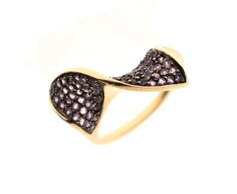 Amethyst pave set 9ct gold dress ring, size N, 3.1g gross approx