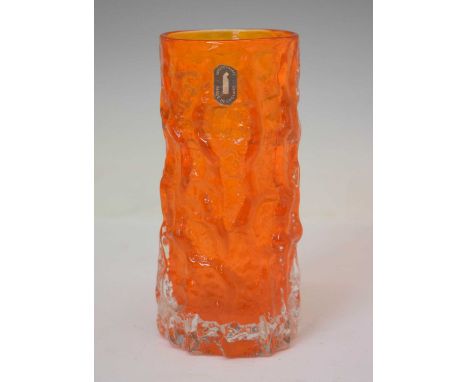 Geoffrey Baxter for Whitefriars - 'Bark' vase, pattern no. 9689, in Tangerine,15.5cm high