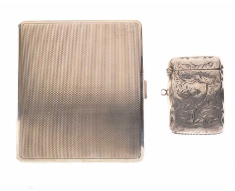 George VI silver cigarette case with engine-turned decoration, sponsor's mark of Alfred Dunhill &amp; Sons, London 1939, 10cm