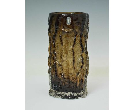 Geoffrey Baxter for Whitefriars - Large 'Bark' vase, pattern 9691, in Cinnamon, 22cm high