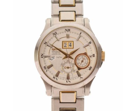 Seiko - Premier Kinetic Perpetual stainless steel bracelet watch, ref.7D48-0AA0, the silvered dial with applied baton hour ma