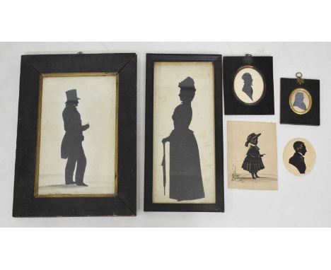 Auguste Edouart (French, 1789-1861) - Full-length silhouette portrait of a gentleman, signed and dated 1828, 28cm x 17cm, tog