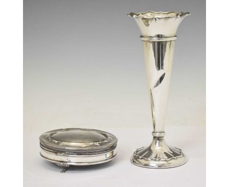 Large George V silver bud vase, sponsor's mark of Arthur &amp; John Zimmerman, Birmingham 1912, 25.5cm high, together with a 