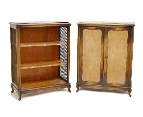 19th century Italian mahogany side cabinet, fitted eight two shelves, and pierced metal side grills, and inset black glass to