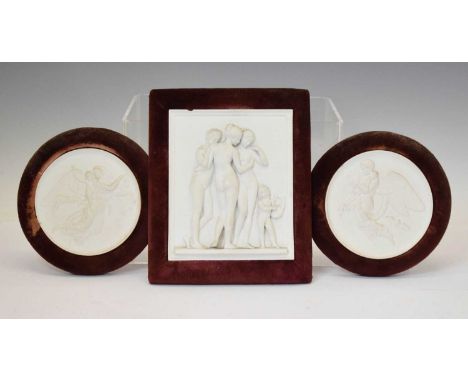 Pair of late 19th century or early 20th century Continental bisque poreclain plaques after Bertel Thorvaldsen, entitled 'Le J