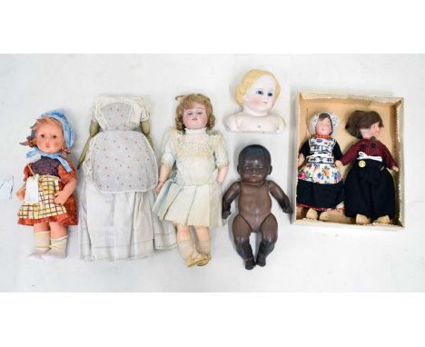 Late 19th / early 20th century Simon and Halbig bisque head doll, with sleeping glass eyes, and open mouth detail, compositio