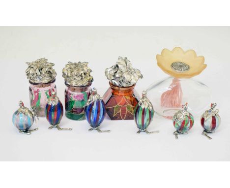 Six Italian white metal and Murano glass clown figures by Ancini, stamped 925 and Italian marks for Ancini each with 'Made in