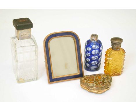 Assorted dressing table requisites and objects of virtue, comprising: Rare mid 18th century gilt metal mounted puddingstone b