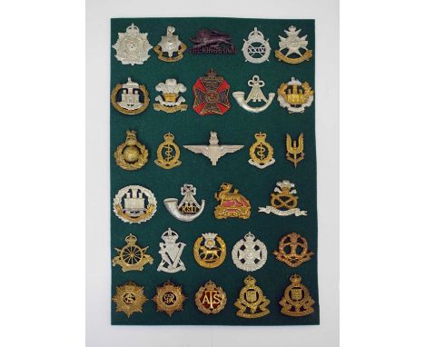 Mixed group of cap badges to include; The Border Regiment, The Royal Sussex Regiment, The King's Own, 24th Lancers, Dorsetshi