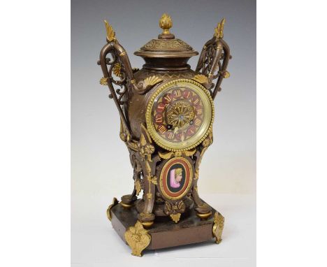 Third quarter 19th century French mantel clock, Vincenti &amp; Cie, Paris, the 3.25-inch cellular chapter ring with gilt Roma