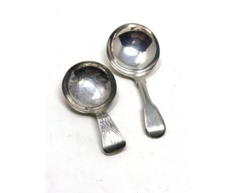 2 antique silver tea caddy spoons 