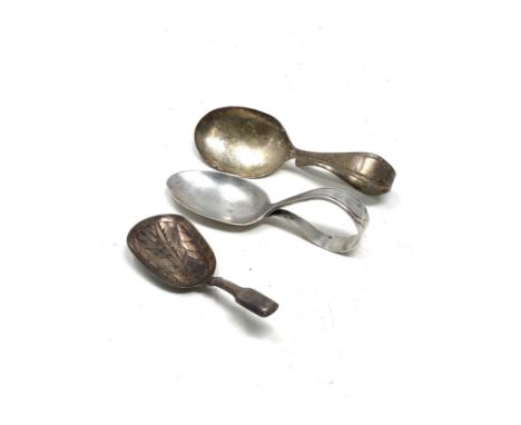 Antique silver tea caddy spoon &amp; silver 2 feeding spoons 