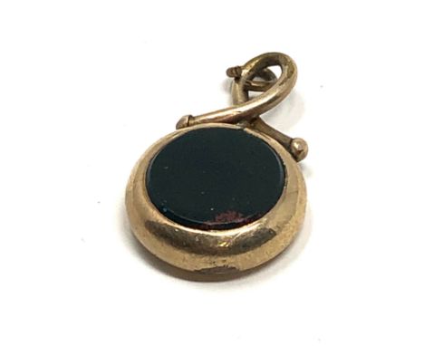 9ct gold  bloodstone fob pendant missing 1 agate panel as shown a/f 