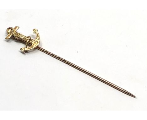 9ct gold antique anchor stick pin 1.5g 