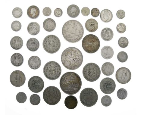 Quantity of GB silver coinage to include Victorian crowns, 1887 and 1897, etc