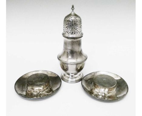 Pair of 1920s silver hat form dishes with engraved initials 'R.G.M', Birmingham 1925, sponsors mark for A &amp; J Zimmerman L