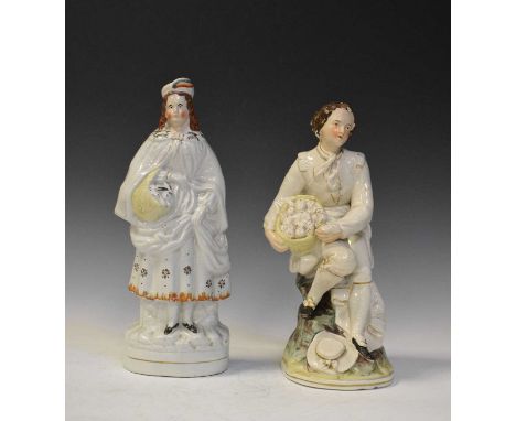 Two mid 19th Century Staffordshire pottery flatback figures, by repute potted by John &amp; Rebecca Lloyd of Shelton and depi
