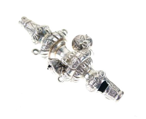 Victorian silver teether, sponsors mark of George Unite, Birmingham 1898, 30g approx