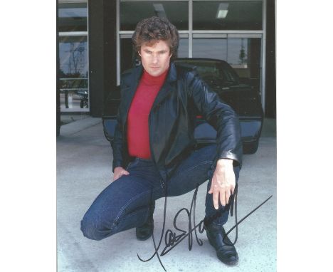  David Hasselhoff signed 10 x 8 colour Knight Rider Portrait Photo, from in person collection autographed at ITV Studios Lond