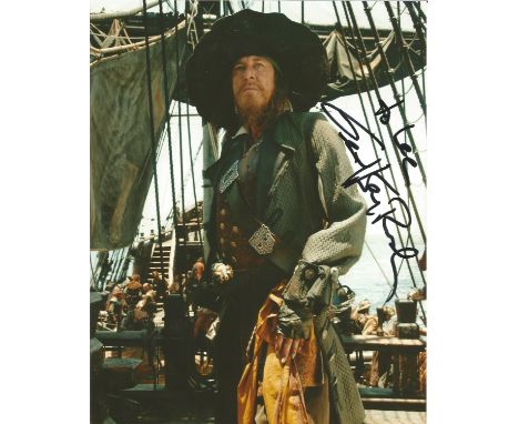  Geoffrey Rush signed 10 x 8 colour Pirates Of The Caribbean Portrait Photo, from in person collection autographed at Kings S