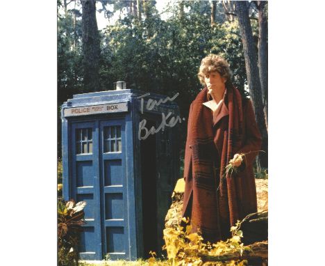 Tom Baker signed 10 x 8 colour Doctor Who Portrait Photo, from in person collection autographed at London Convention 2012. Go