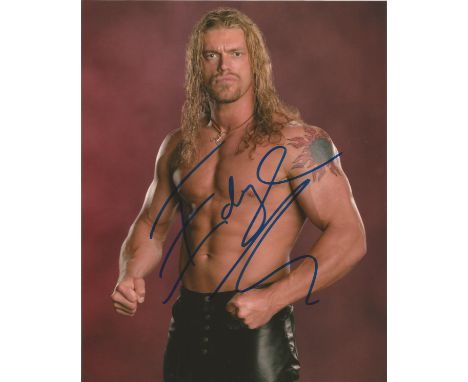  Edge signed 10 x 8 colour Wrestling Portrait Photo, from in person collection autographed at New York 2011. Good Condition E