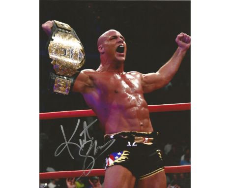  Kurt Angle signed 10 x 8 colour Wrestler Portrait Photo, from in person collection autographed at New York 2011. Good Condit