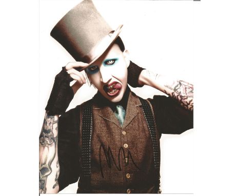  Marilyn Manson signed 10 x 8 colour Music Photoshoot Portrait Photo, from in person collection autographed at ITV Studios Lo