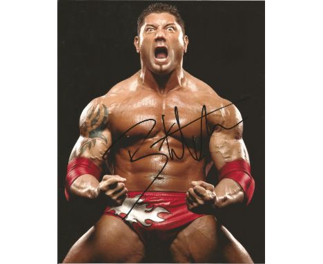 Batista signed 10 x 8 colour WWE Wrestler Portrait Photo, from in person collection autographed at A wrestling Event In New 