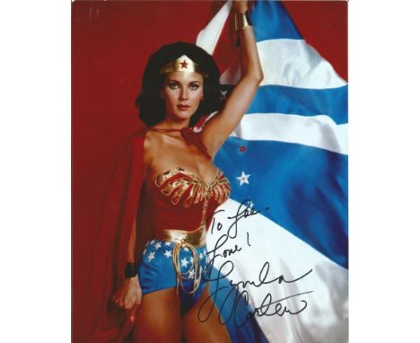  Lynda Carter signed 10 x 8 colour Wonderwoman Portrait Photo, from in person collection autographed at ITV Studios London 20