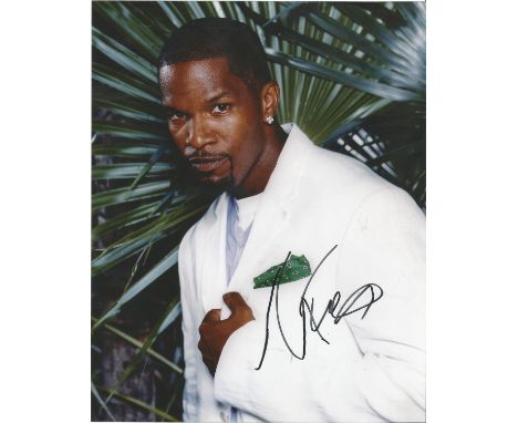 Jamie Foxx signed 10 x 8 colour Photoshoot Portrait Photo, from in person collection autographed at BBC Radio London 2014. Go