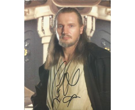  Liam Neeson signed 10 x 8 colour Star Wars Portrait Photo, from in person collection autographed at New York 2014. Good Cond