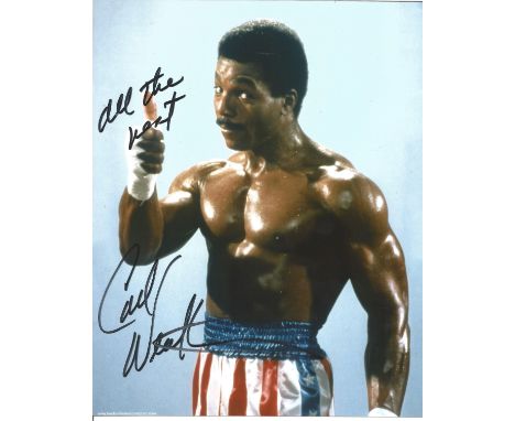  Carl Weathers signed 10 x 8 colour Rocky Portrait Photo, from in person collection autographed at London Convention 2010. Go