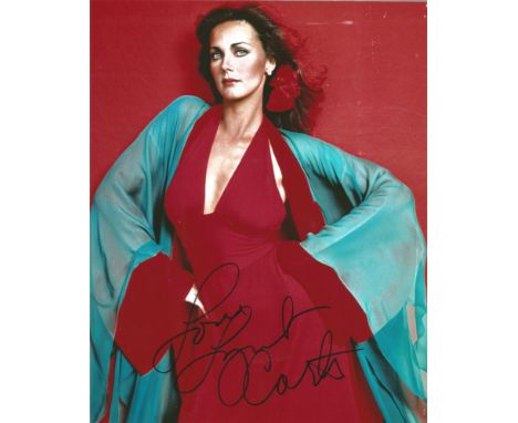  Lynda Carter signed 10 x 8 colour Photoshoot Portrait Photo, from in person collection autographed at ITV Studios London 201
