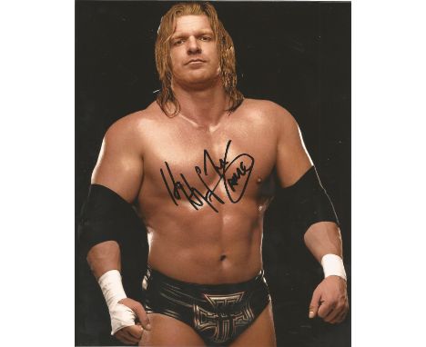  Triple H signed 10 x 8 colour Wrestling Portrait Photo, from in person collection autographed at New York 2011. Good Conditi