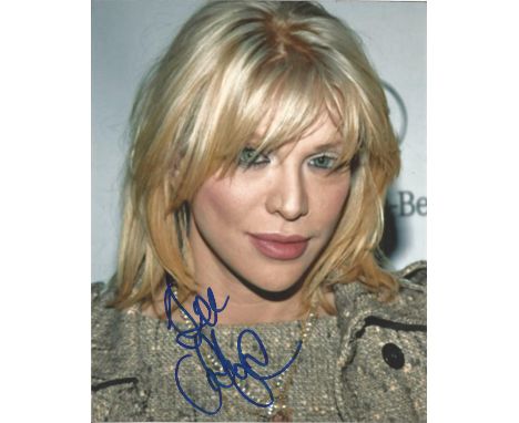  Courtney Love signed 10 x 8 colour Portrait Photo, from in person collection autographed at New York 2014 dedicated. Good Co
