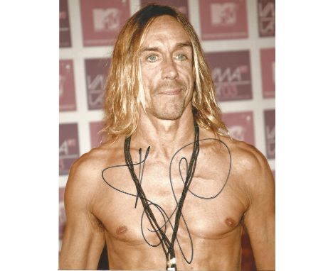  Iggy Pop signed 10 x 8 colour Music Photoshoot Portrait Photo, from in person collection autographed at Fashion Rocks London