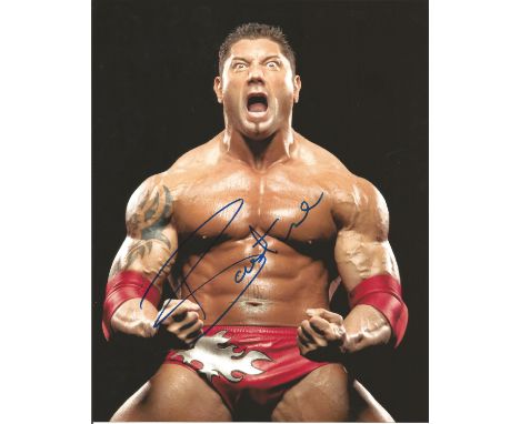  Batista signed 10 x 8 colour WWE Wrestler Portrait Photo, from in person collection autographed at A wrestling Event In New 