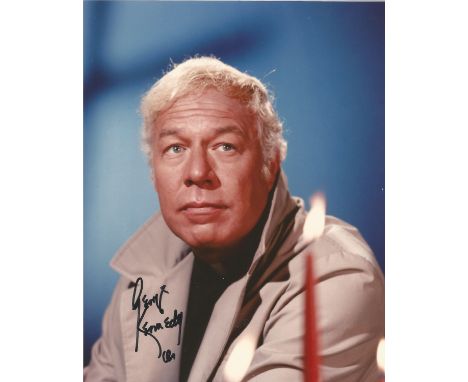  George Kennedy signed 10 x 8 colour Police Squad Photoshoot Portrait Photo, from in person collection autographed at An Even