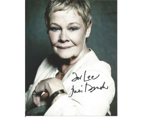  Judi Dench signed 10 x 8 colour Photoshoot Portrait Photo, from in person collection autographed at Theatre London 2014 dedi