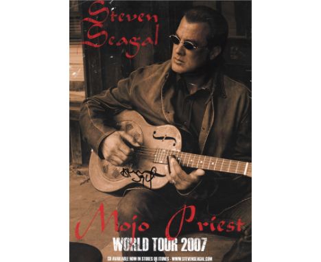  Steven Seagal signed 10 x 8 colour Tour Poster Portrait Photo, from in person collection autographed at A Music Event In Bri