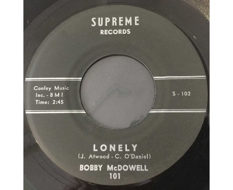 BOBBY MCDOWELL - LONLEY C/W YOUR LOVE, YOUR KISS 7" (SUPREME RECORDS 101 - ORIGINAL US COPY). Supremely(!) rare Memphis Rocka