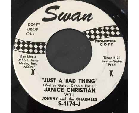 JANICE CHRISTIAN - JUST A BAD THING 7" (SWAN S-4174-J - ORIGINAL US DEMO COPY). Wonderful 'Post-Doo Wop' 45 from Janice Chris