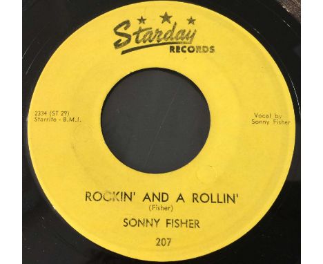 SONNY FISHER - ROCKIN' AND A ROLLIN' 7" (STARDAY RECORDS 207 - ORIGINAL US COPY). The first of a fantastic run of Starday Rec