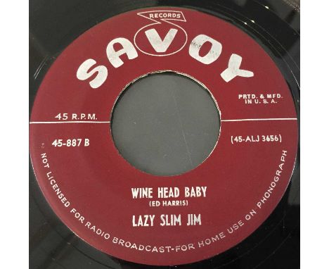 LAZY SLIM JIM - ONE MORE DRINK 7" (SAVOY 45-887 - ORIGINAL US RELEASE). Enjoy a nightcap(!) with Lazy Slim Jim here with the 