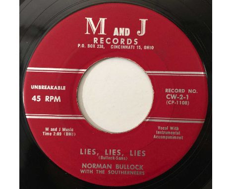 NORMAN BULLOCK - LIES LIES LIES/ MOANIN THE BLUES 7" (US ROCKABILLY - M&amp;J RECORDS CW-2). A stompin' cut of mid-50s rockab