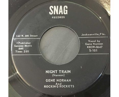 GENE NORMAN &amp; ROCKING ROCKETS - SNAGGLE TOOTH ANN / NIGHT TRAIN (SNAG RECORDS - S-101). A copy of the rare 7" Gene Norman