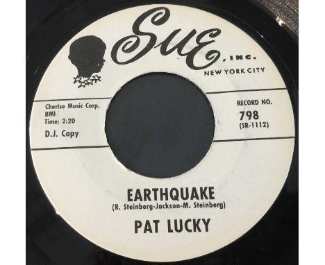 PAT LUCKY - EARTHQUAKE 7" (SUE 798 - ORIGINAL US DEMO COPY). Driving slice of R&amp;B from Pat Lucky with the 1963 cut Earthq