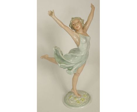 Vintage Hutschenreuther Porcelain Figurine Group by K.Tutter "Dancer" Signed on Bottom with Green Backstamp and Impressed K T