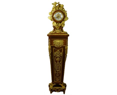Fabulous Louis XVI Style ormolu-mounted Kingwood Parquet Pedestal "R&eacute;gulateur de Parquet" Clock in the Style of Jean-H